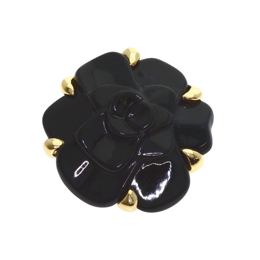 Chanel Camellia Onyx Pendant 18K Yellow Gold