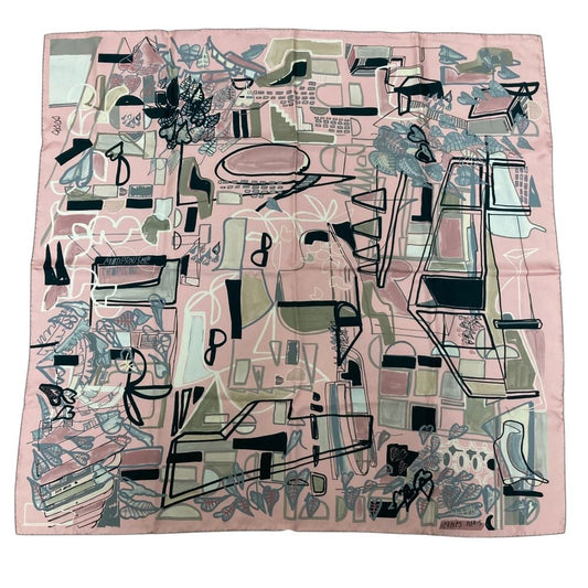 Hermes Modernisme Tropical Carre 90 Large Format Silk Scarf Pink