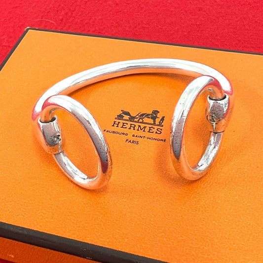 Hermes Vintage Nausicaa Bangle 925 Sterling Silver Bracelet