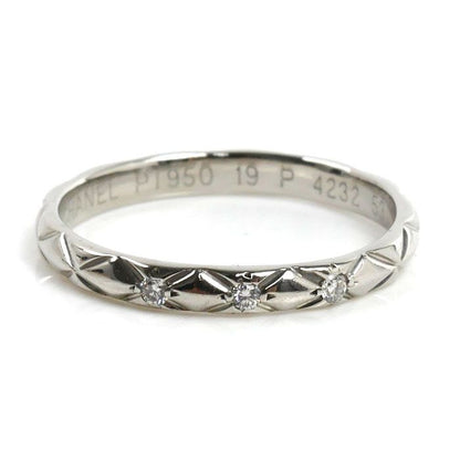 Chanel Platinum Quilted Diamond Ring — view 3