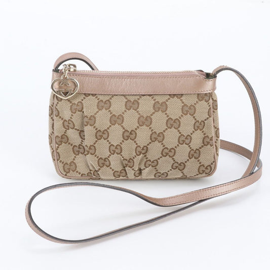 Gucci GG Canvas Lovely Heart Leather Shoulder Bag