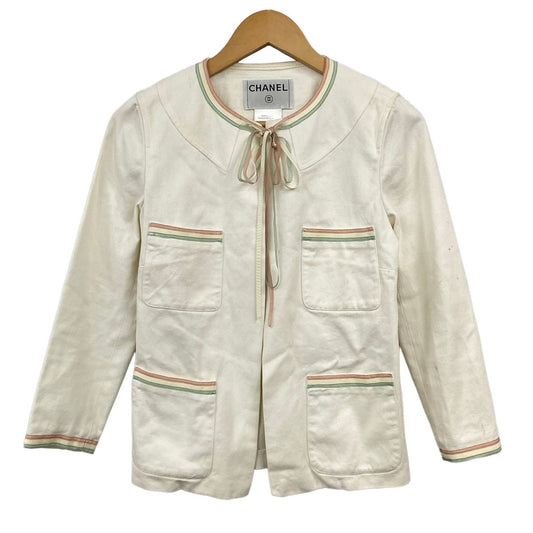 Chanel Jacket S Ivory Dark Green Multi 36