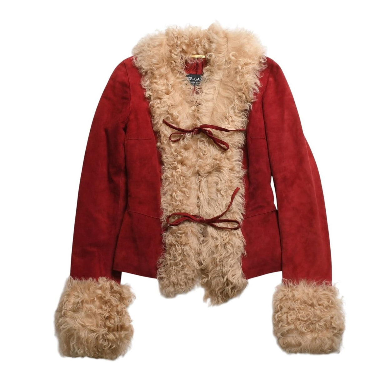 Dolce & Gabbana Suede Vintage Fleece Jacket Polyester Red