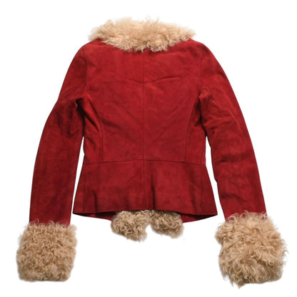 Dolce & Gabbana Suede Vintage Fleece Jacket Polyester Red — view 2