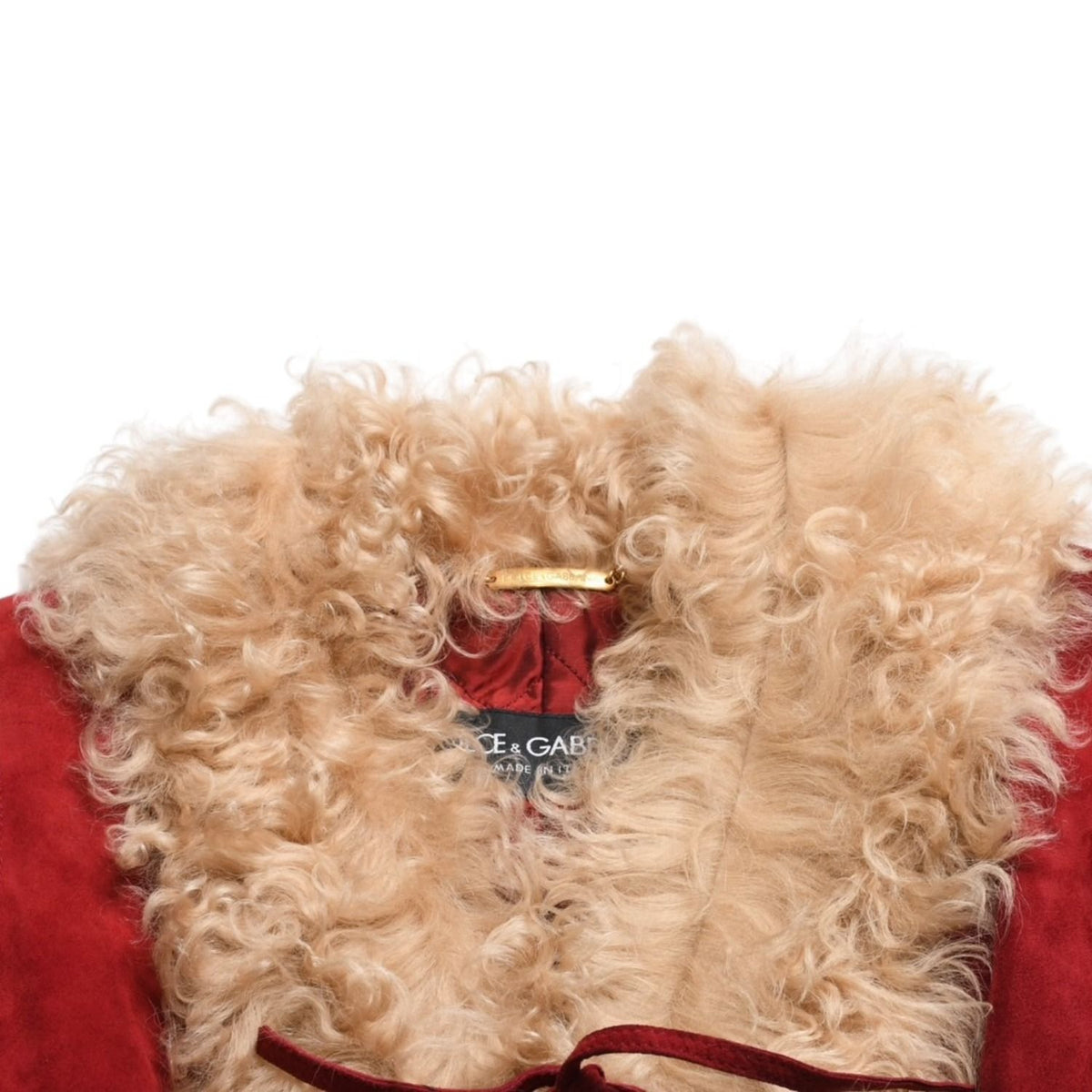 Dolce & Gabbana Suede Vintage Fleece Jacket Polyester Red — view 3