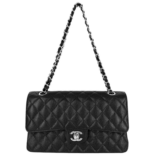 Chanel Shoulder Bag Quilted 25 Double Flap Chain Crossbody CC Logo Coco Caviar