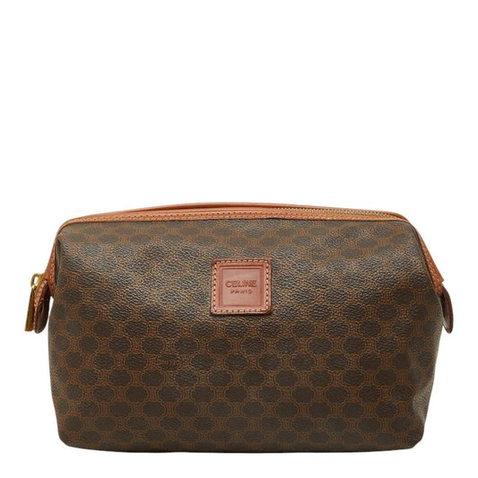 Celine Macadam Clutch Pouch Brown Leather