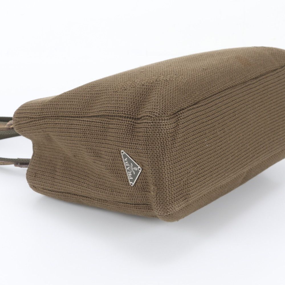 Prada Triangle Logo Leather Tote Bag Shoulder — view 5