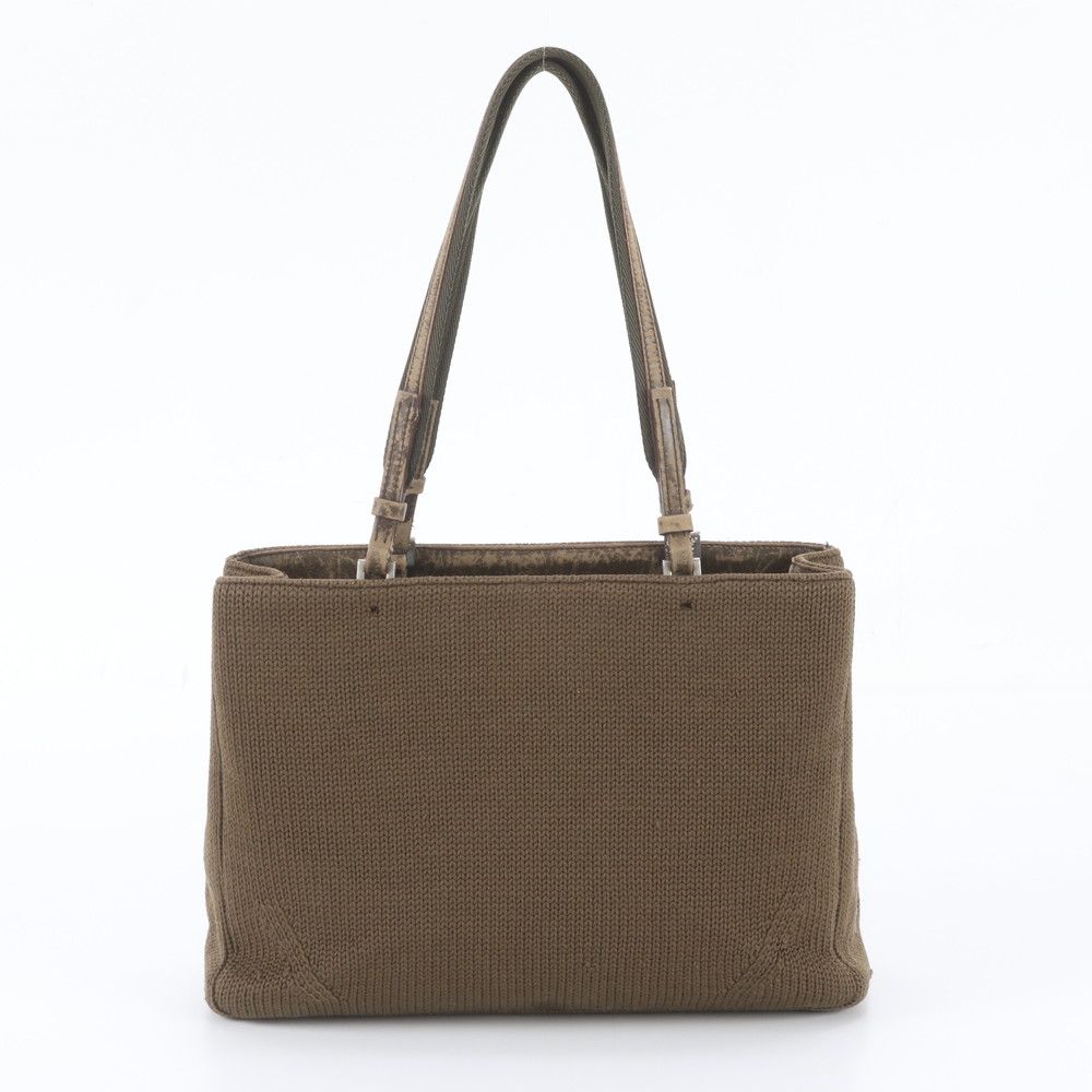 Prada Triangle Logo Leather Tote Bag Shoulder — view 3