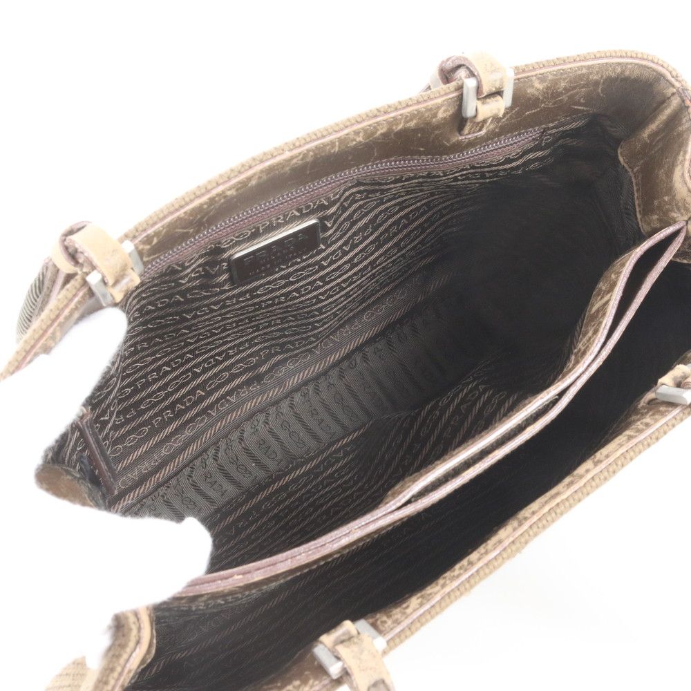 Prada Triangle Logo Leather Tote Bag Shoulder — view 7