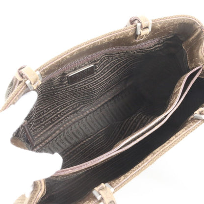 Prada Triangle Logo Leather Tote Bag Shoulder — view 7