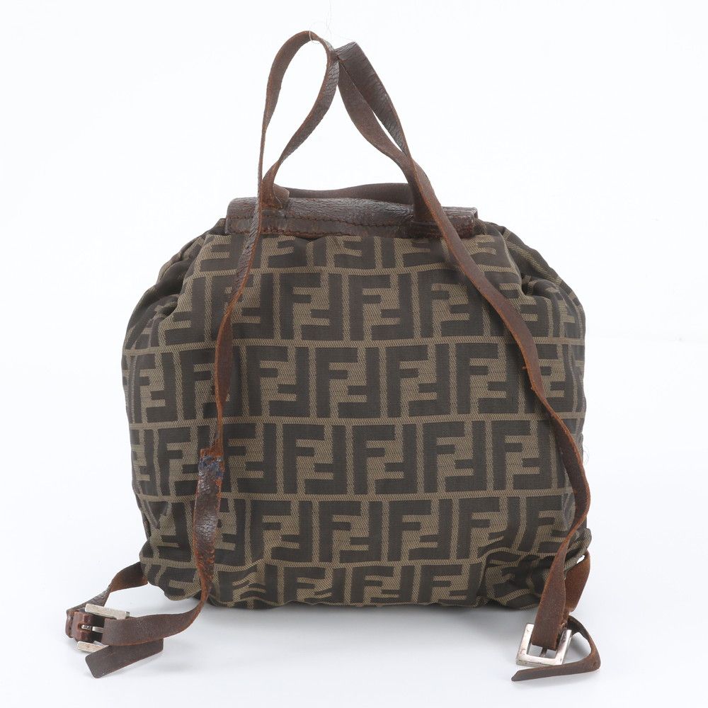 Fendi FF Zucca Leather Backpack Shoulder Bag Brown — view 3