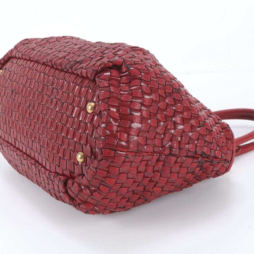Miu Miu Braided Leather Handbag Tote Gold — view 4