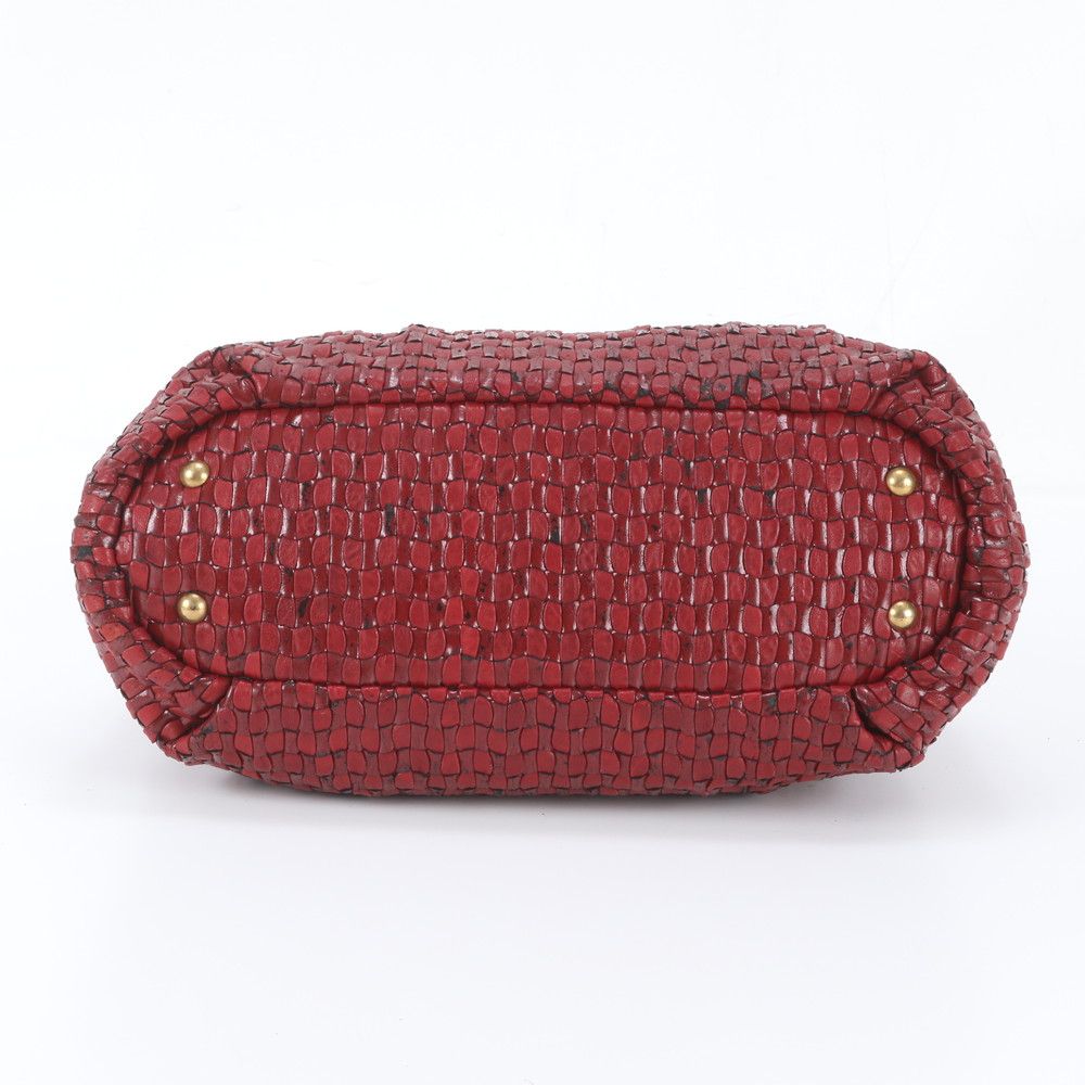 Miu Miu Braided Leather Handbag Tote Gold — view 6