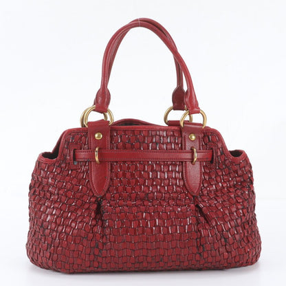 Miu Miu Braided Leather Handbag Tote Gold — view 3