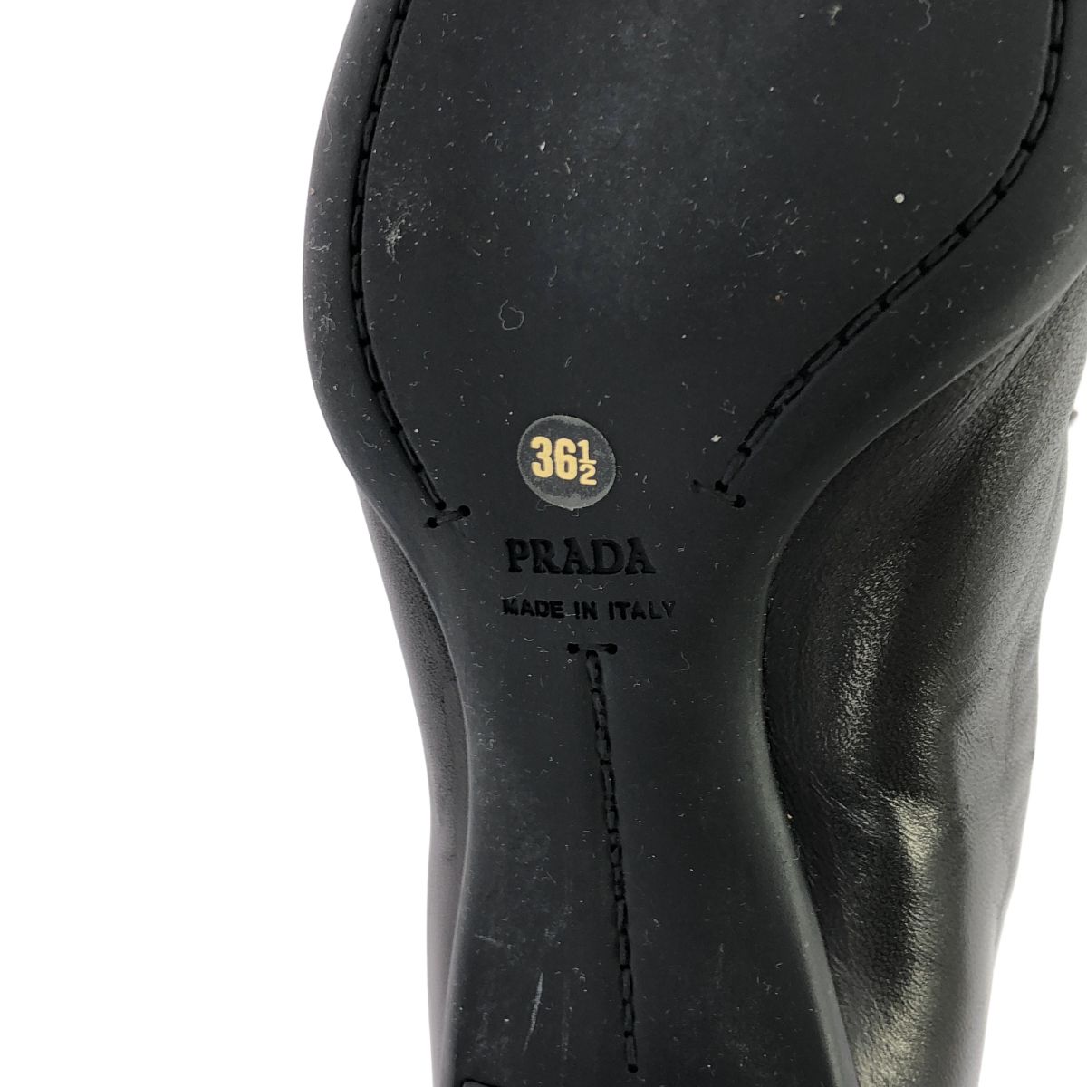 Prada Leather Stretch Knit Long Heels Boots Black — view 6