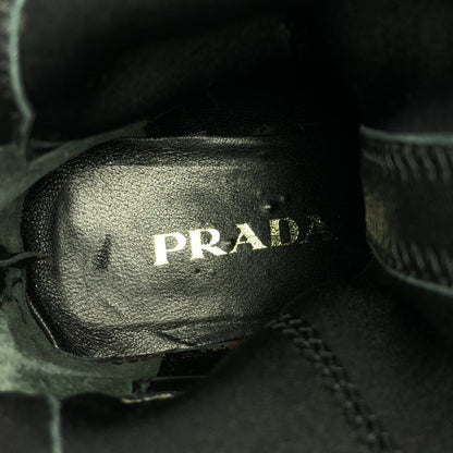 Prada Leather Stretch Knit Long Heels Boots Black — view 5