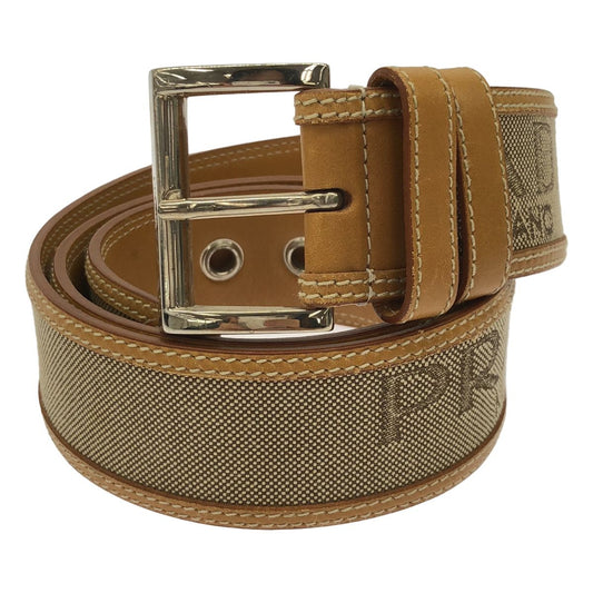 Prada Logo Canvas Leather Belt Beige 85/34