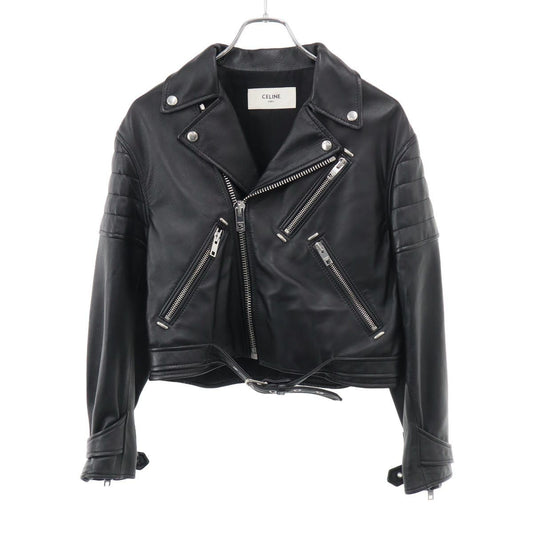 Celine Lambskin Classic Biker Double Rider's Jacket Black 36