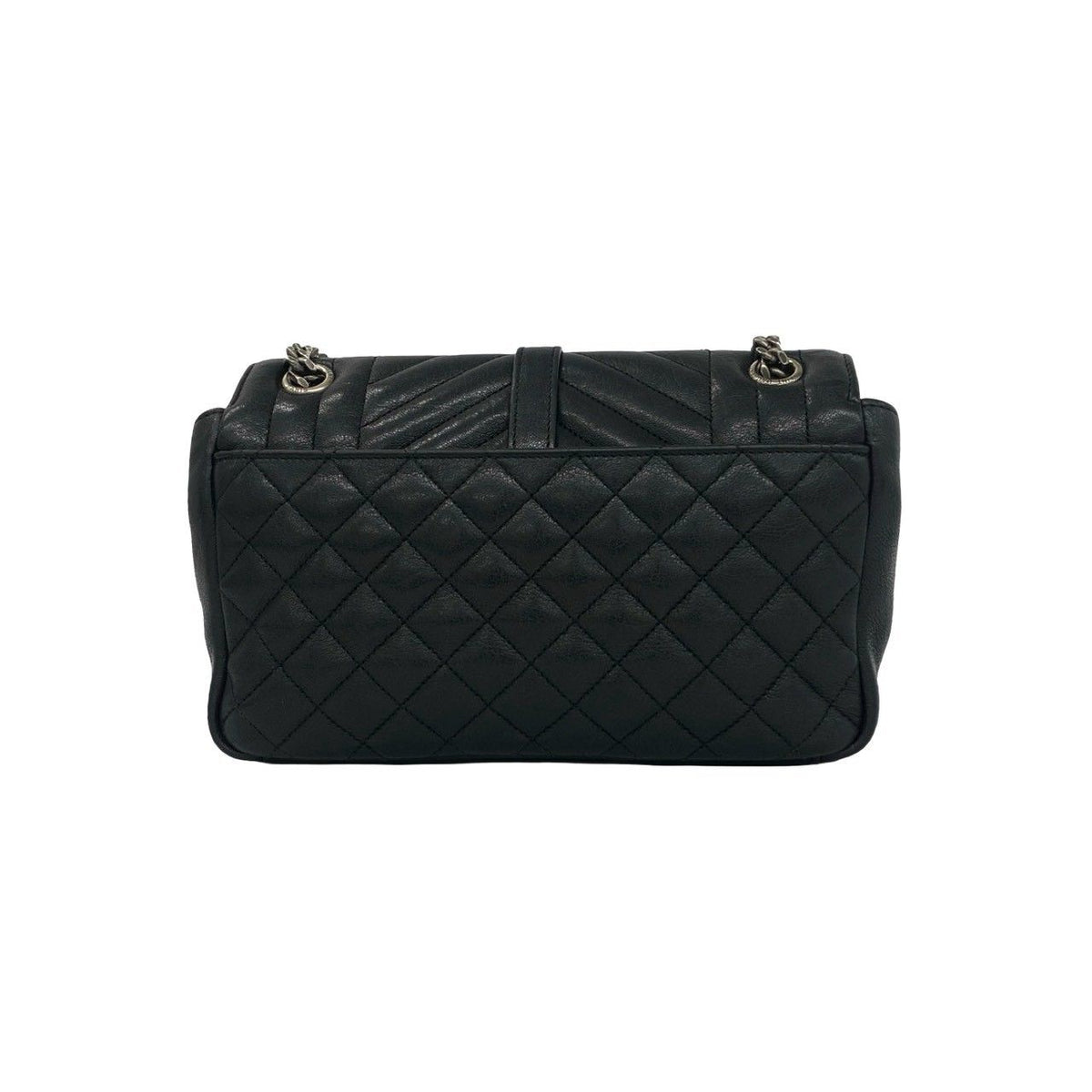Saint Laurent Paris Envelope Medium Leather Chain Shoulder Bag Black — view 3
