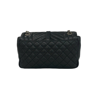 Saint Laurent Paris Envelope Medium Leather Chain Shoulder Bag Black — view 3