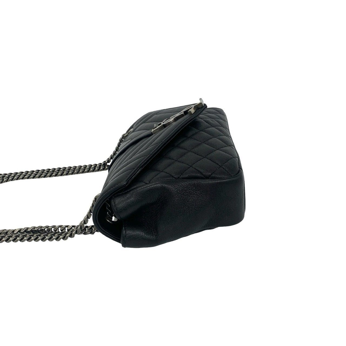 Saint Laurent Paris Envelope Medium Leather Chain Shoulder Bag Black — view 5