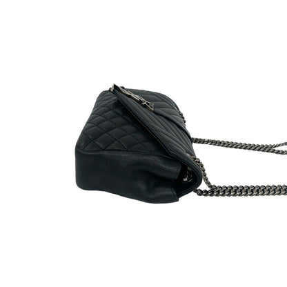 Saint Laurent Paris Envelope Medium Leather Chain Shoulder Bag Black — view 6