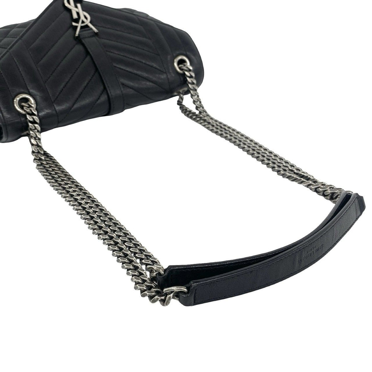 Saint Laurent Paris Envelope Medium Leather Chain Shoulder Bag Black — view 4