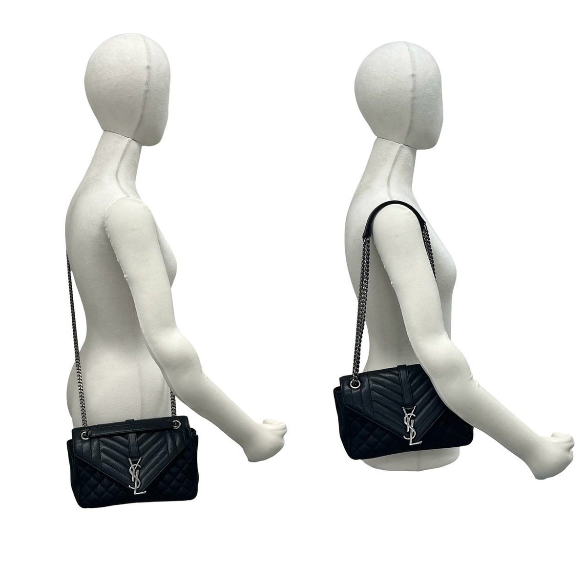 Saint Laurent Paris Envelope Medium Leather Chain Shoulder Bag Black — view 2