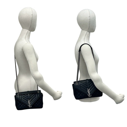 Saint Laurent Paris Envelope Medium Leather Chain Shoulder Bag Black — view 2