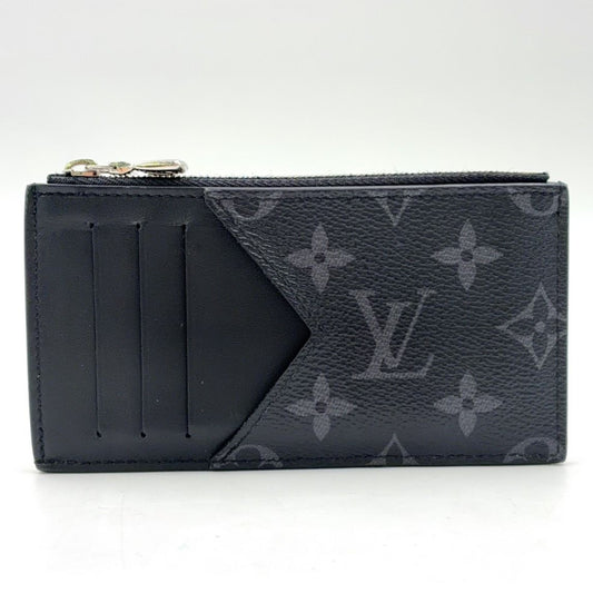 Louis Vuitton LV Coin Purse Gray Black Card Case Silver
