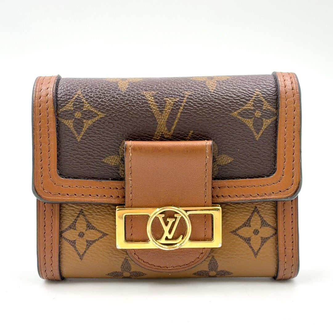 Louis Vuitton Portefeuille Dauphine Compact Monogram Reverse Leather Brown