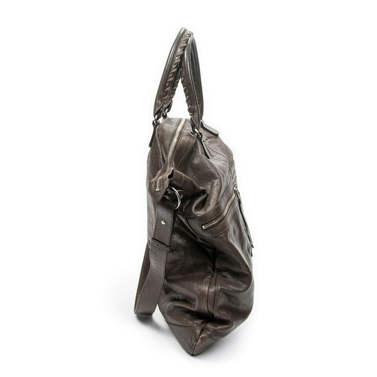 Balenciaga Classic Square Brown Distressed Calfskin — view 4