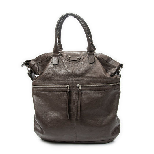 Balenciaga Classic Square Brown Distressed Calfskin