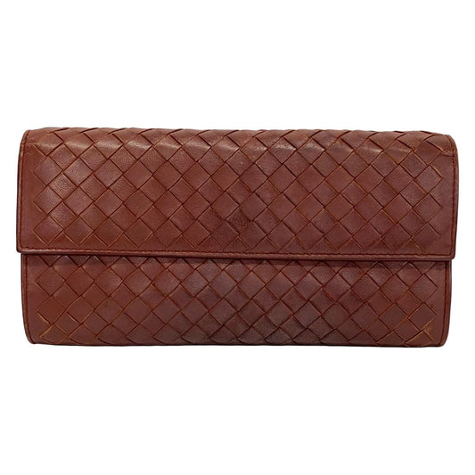 Bottega Veneta Wallet Intrecciato Brown Zip Around Leather