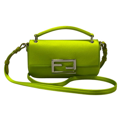 Fendi Shoulder Bag Bucket Green Leather