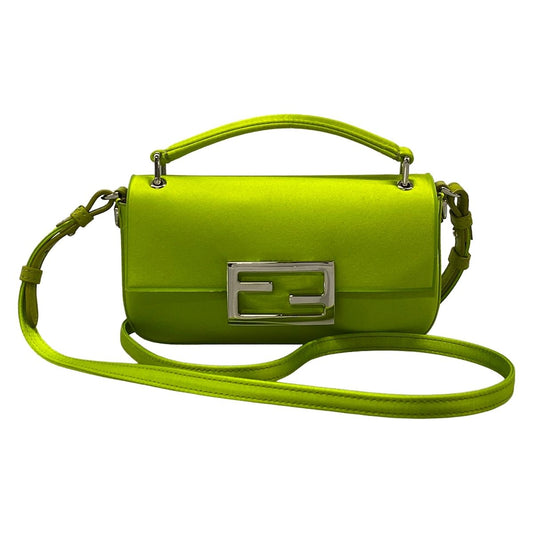 Fendi Shoulder Bag Bucket Green Leather