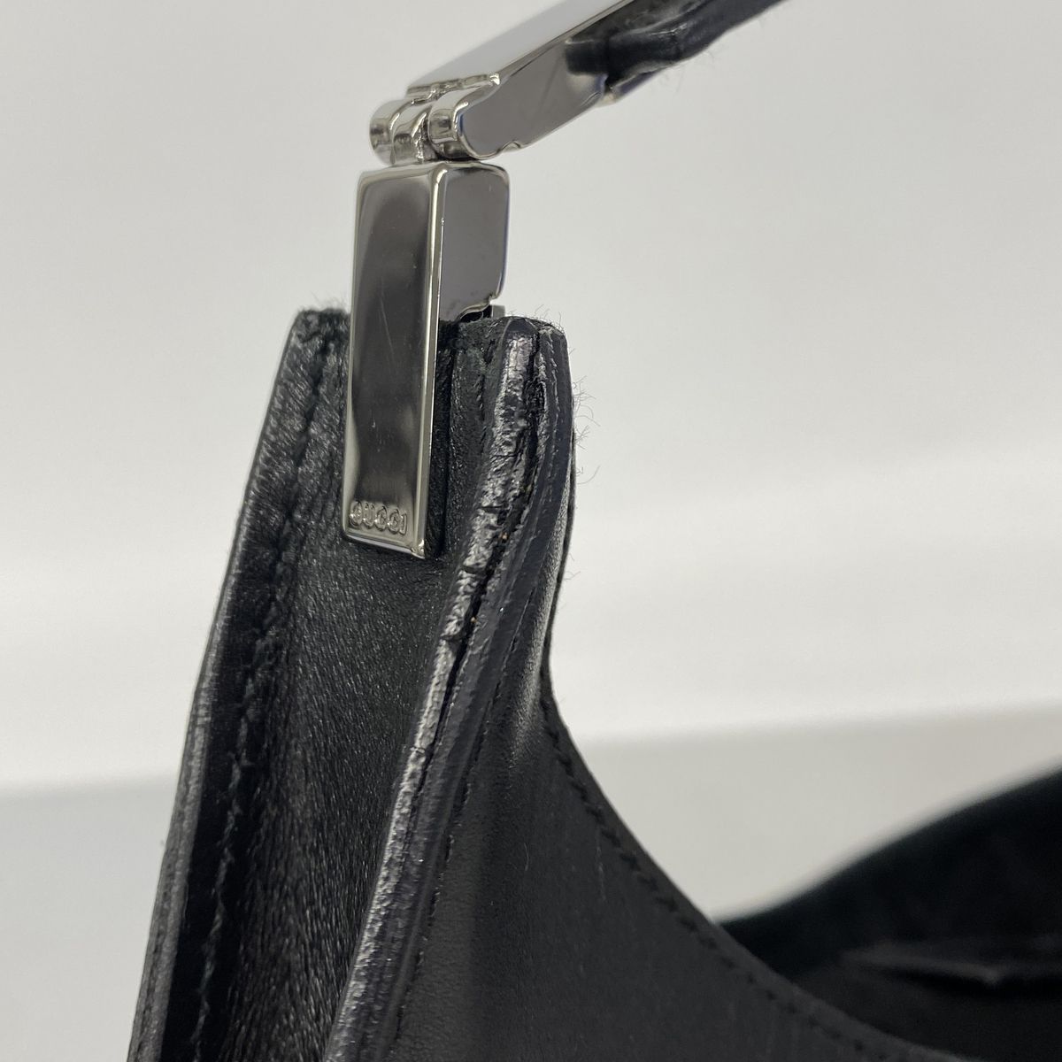 Gucci Shoulder Bag Leather Black Silver — view 7