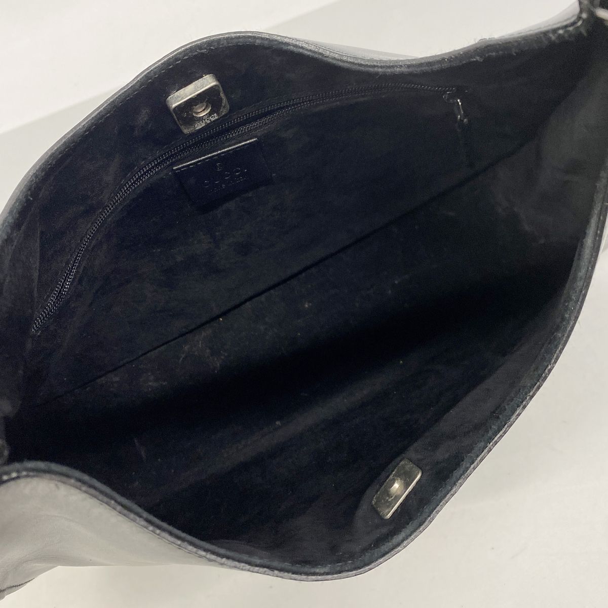 Gucci Shoulder Bag Leather Black Silver — view 4