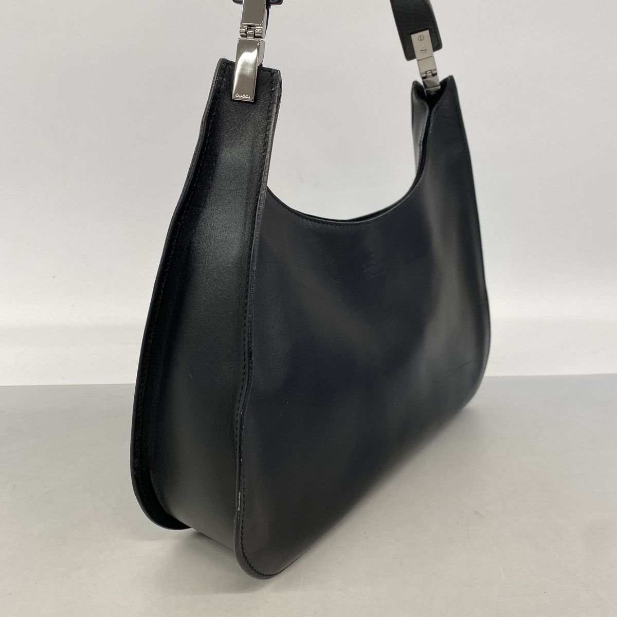 Gucci Shoulder Bag Leather Black Silver — view 2