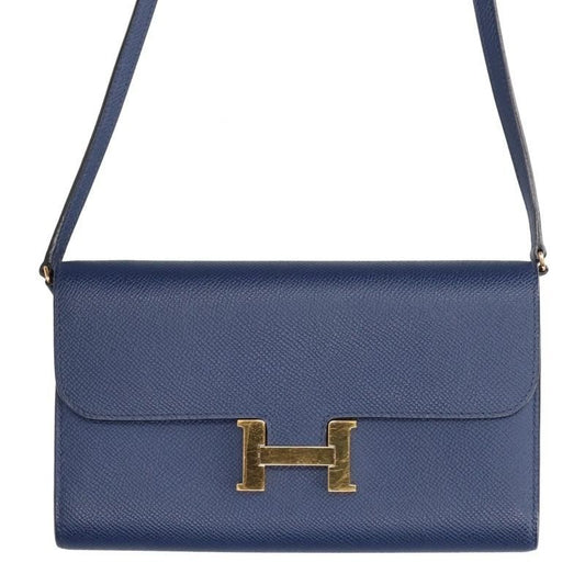 Hermes Constance Long to Go Veau Epsom Blue Saphir Shoulder Bag