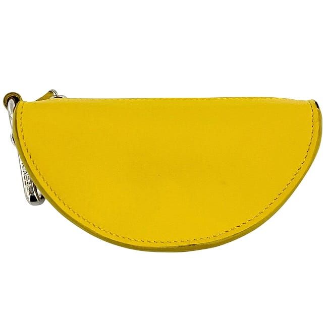 Fendi Charm Pouch Yellow 7ar706 Excellent Condition Leather Fur