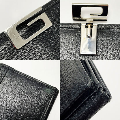 Gucci Bifold Long Wallet 035 1408 2097 Black Pigskin Leather Ladies Silver