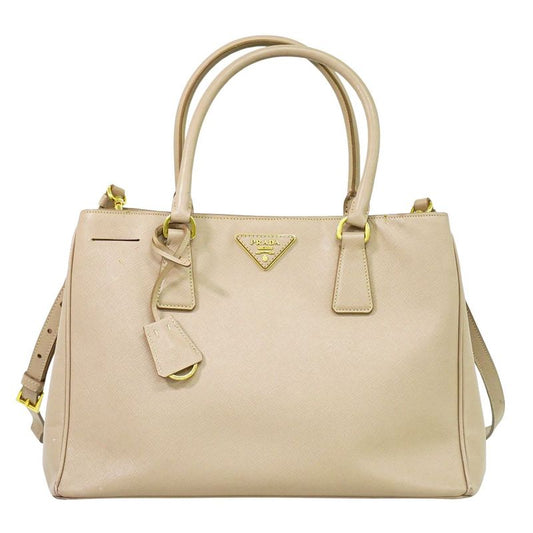 Authentic Prada Leather 2WAY Shoulder Bag Handbag Pochette Pink Beige Bag