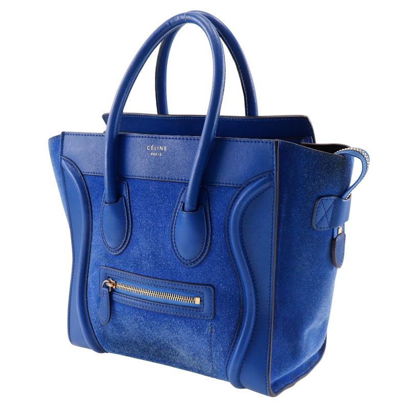 Celine Luggage Micro Suede And Calf Blue Women's Handbag