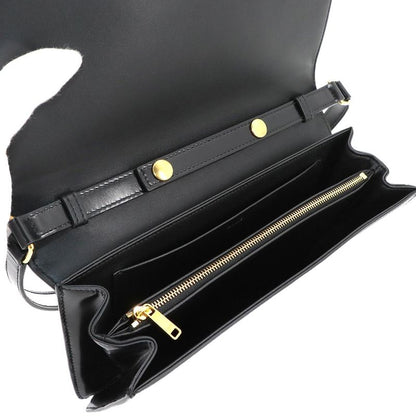Celine Triomphe Trapeze 2way Shoulder Clutch Bag Leather Black Gold Hardware