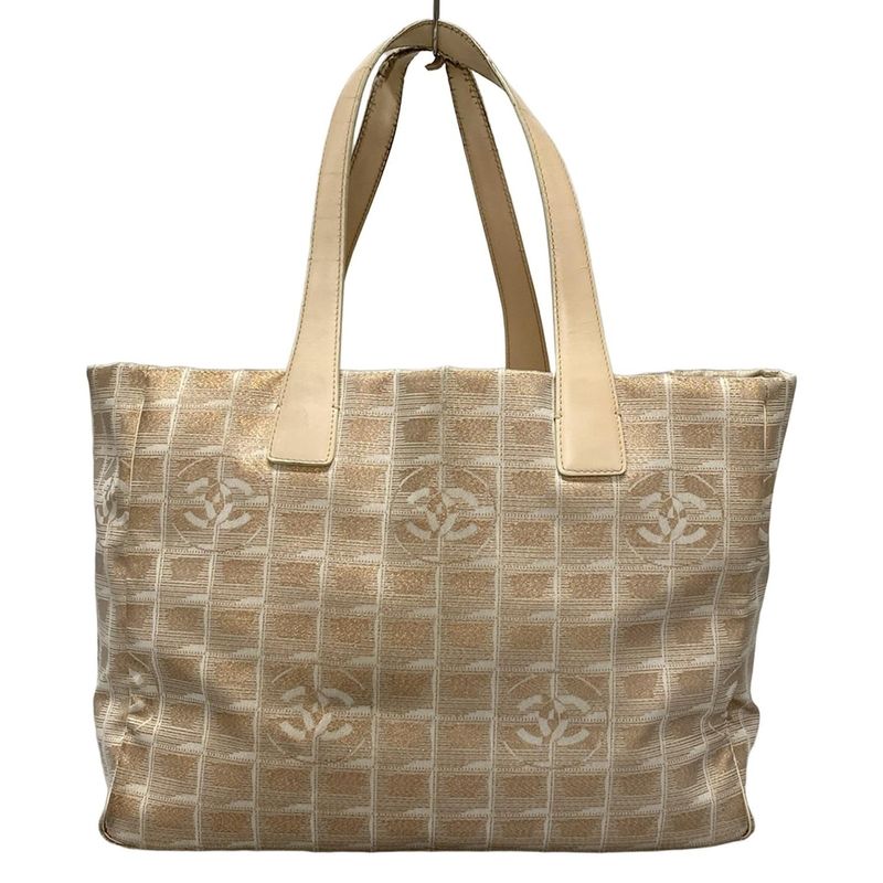 Chanel New Travel Line Tote MM Pink And White Leather