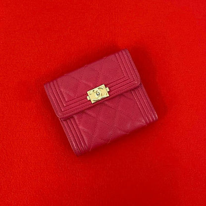 Chanel Coco Mark Caviar Leather Trifold Wallet Mini