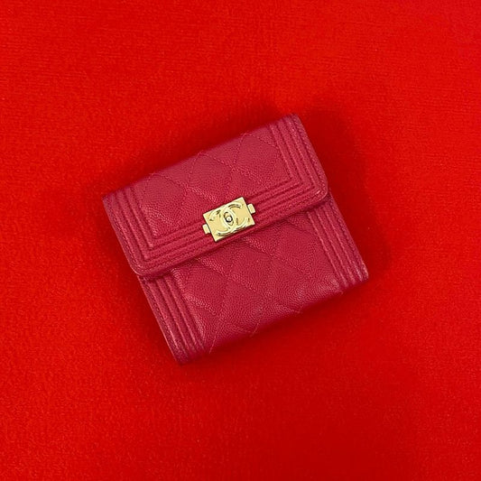Chanel Coco Mark Caviar Leather Trifold Wallet Mini