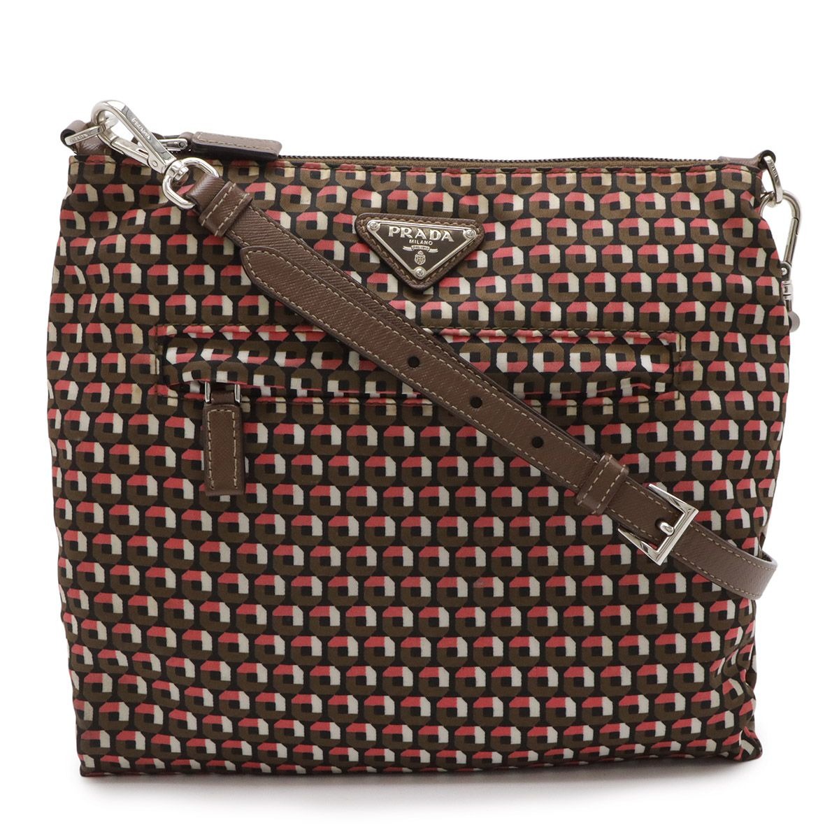 Prada Tessutat All Over Pattern Shoulder Bag Crossbody Nylon Leather